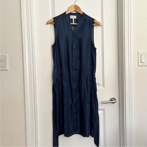 Laundry by Shelli Segal Chambray Shirt Dress Sz 8 Blue Button Front Pockets Belt